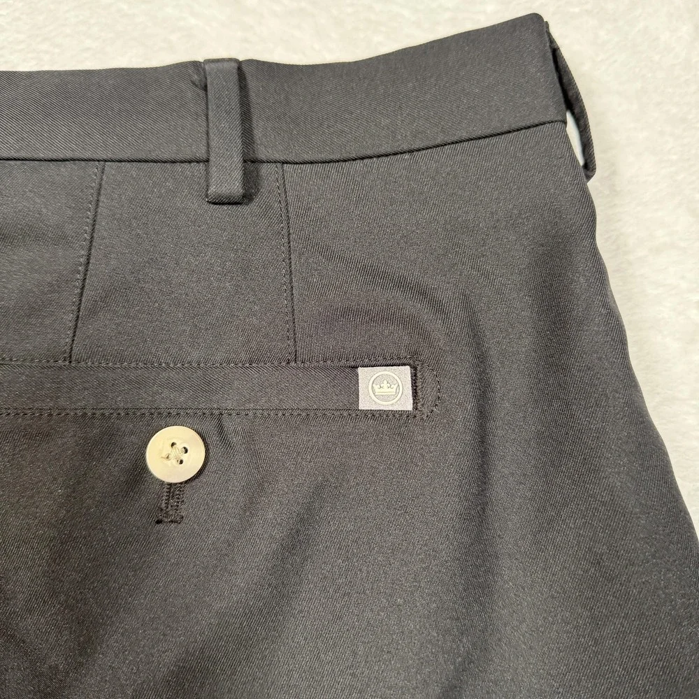 Peter Millar Shorts‎ Mens 40 Black Performance Golf Chino Flat Front Crown Logo